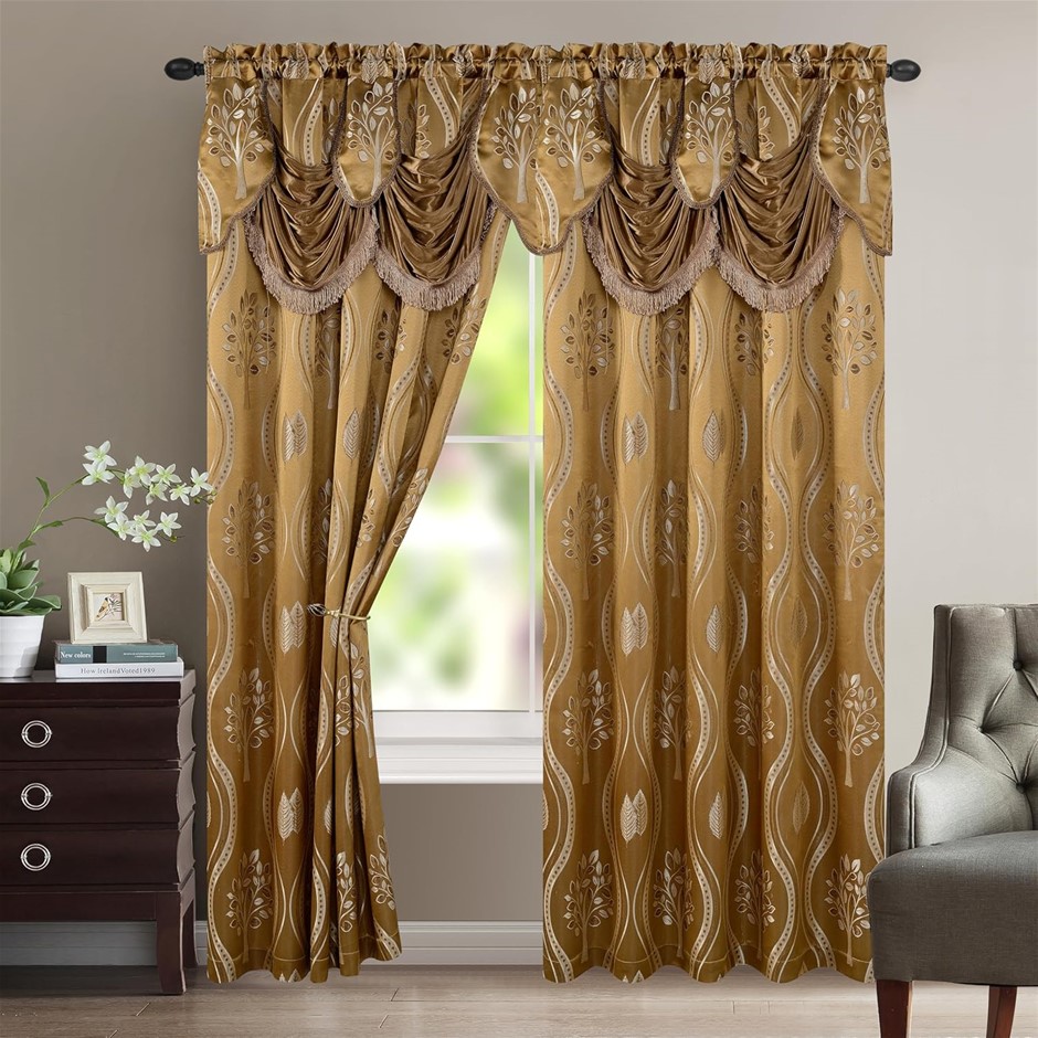 ELEGANT COMFORT Aurora Jacquard Luxurious Curtain Panels with Attached Vala