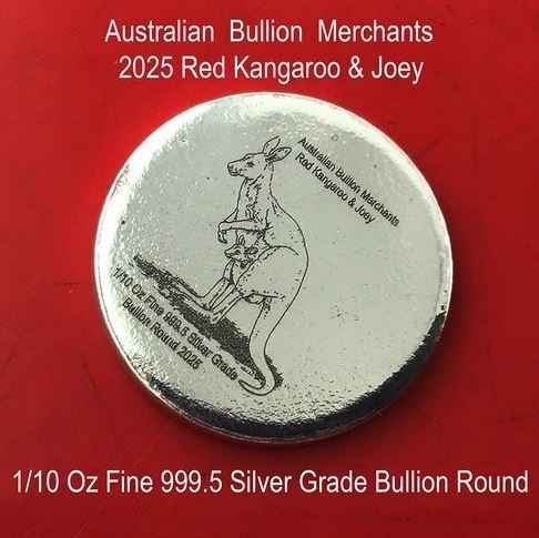 1/10 Oz 999.5 Silver Red Kangaroo & Joey 2025 Australian Bullion Merchants