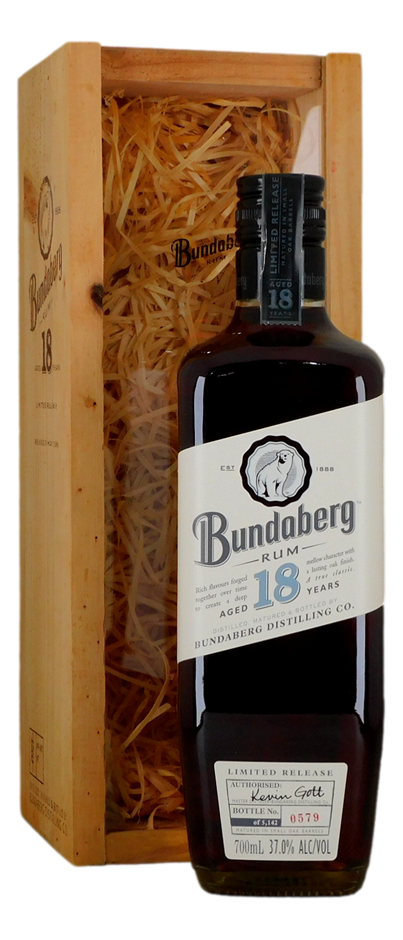 Bundaberg Rum 18 Yr Old in Timber Box  #0579 (1x 700mL), QLD.