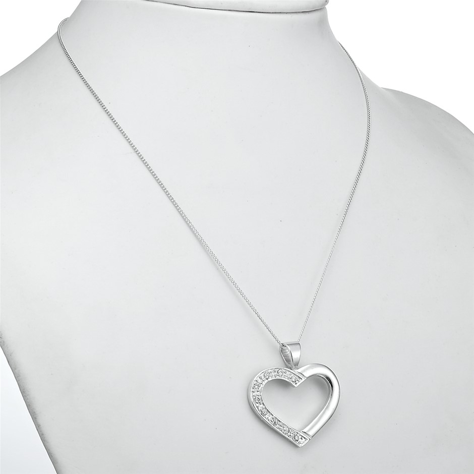Simulated Diamond Love Heart Pendant Necklace