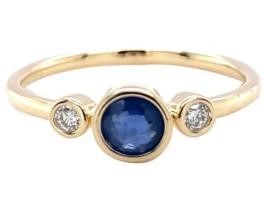 9K Yellow Gold 0.06ct HI SI DIAMOND SAPPHIRE RING