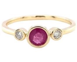 9K Yellow Gold 0.06ct HI SI DIAMOND RUBY RING