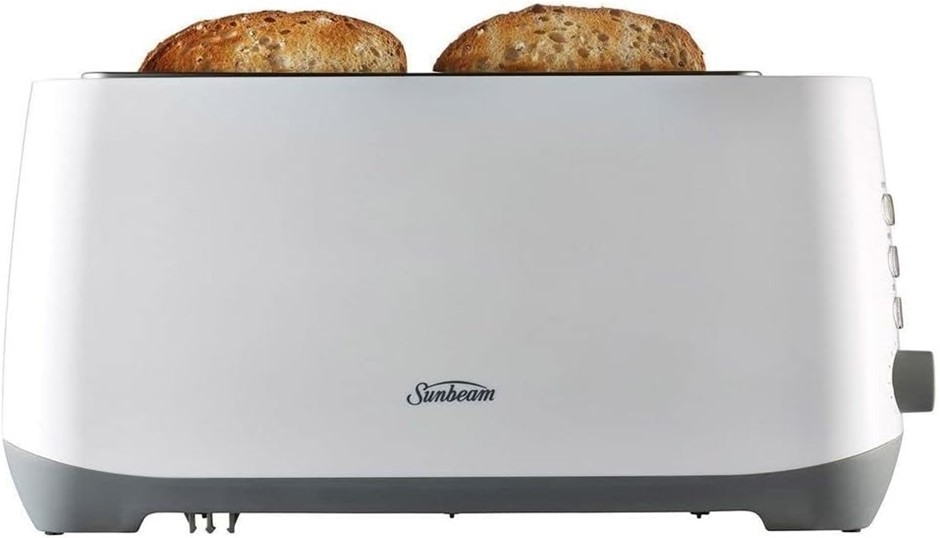 SUNBEAM Rise Up 4 Slice Long Slot Toaster, White, Model: TAP0003WH. NB: Dam