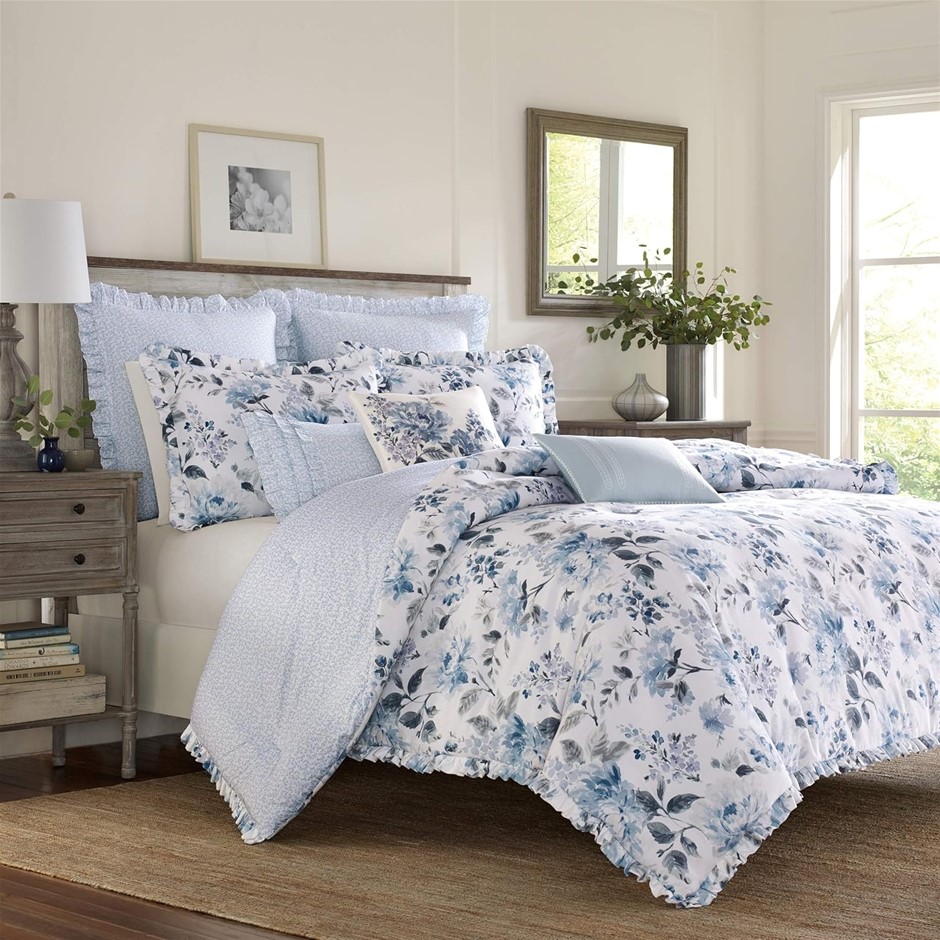 LAURA ASHLEY HOME Duvet Cover Set, Reversible Cotton Bedding with Matching