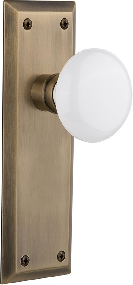 NOSTALGIC Warehouse New York Plate & Interior White Porcelain Round Door Kn