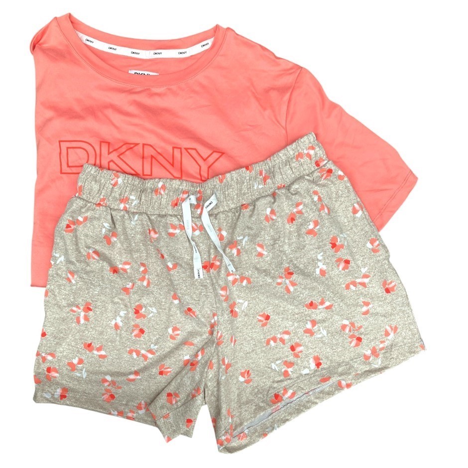 DKNY Women's 2pc PJ Set, Size 2XL, Coral.