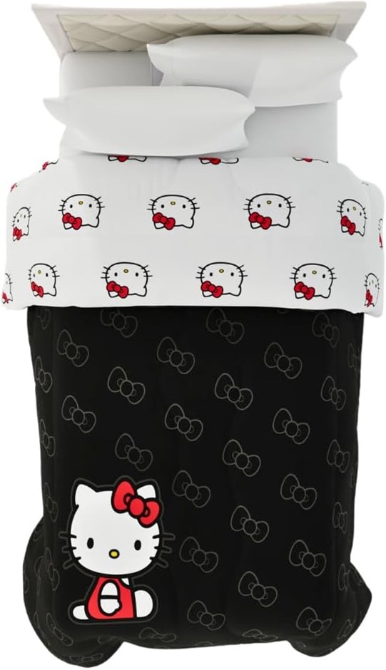 Franco Hello Kitty Bedding Super Soft Microfiber Reversible Comforter, Twin