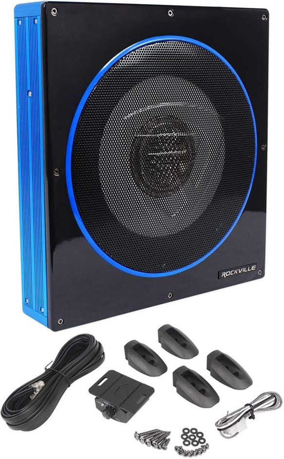 Rockville RW10CA 10" 800 Watt Slim Low Profile Active Powered Car Subwoofer