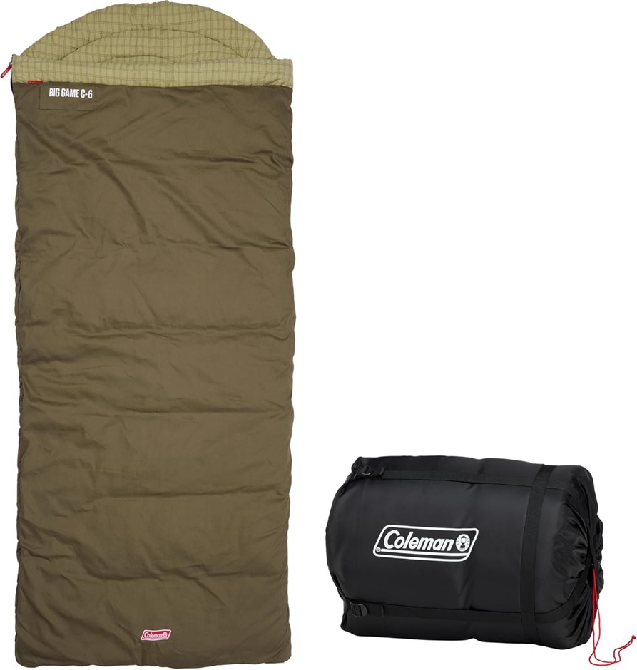 COLEMAN Big Game -6°C Hooded Sleeping Bag, XL 233 x 102cm, Polyester Fill w