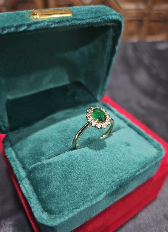 14K/Italy 1.5ct green Oval Cut Yellow Gold Filled Ring(stamped)Warranty