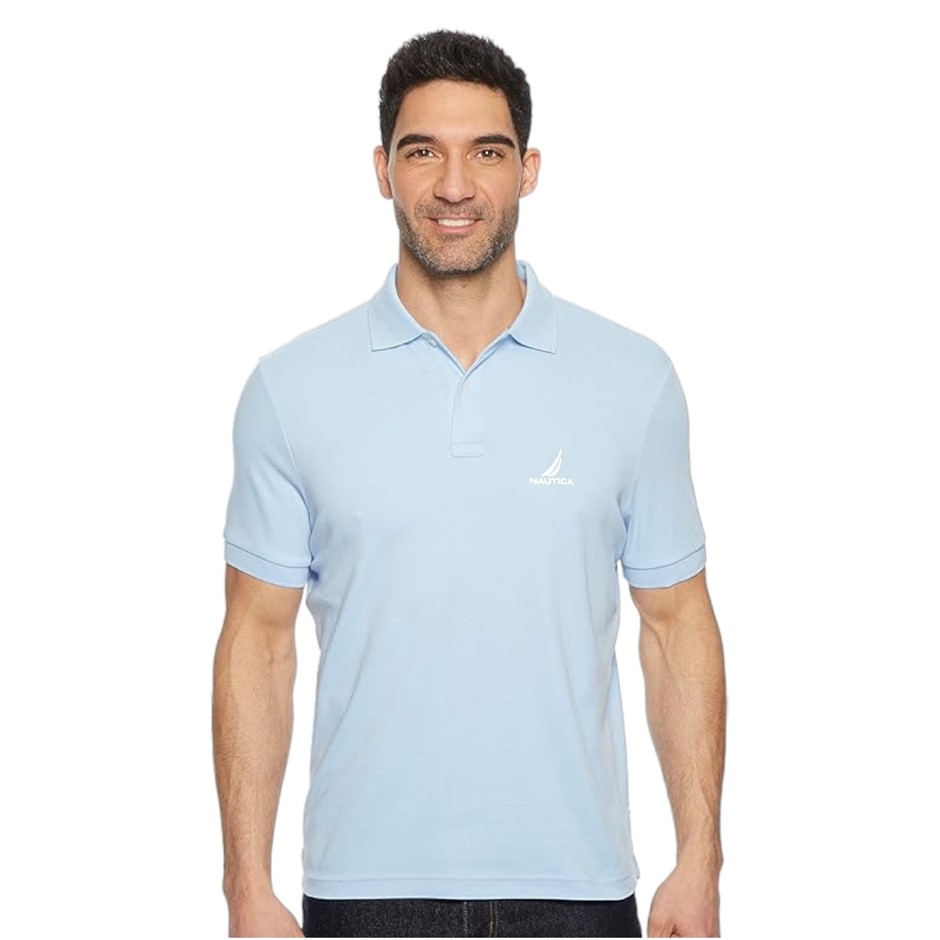 NAUTICA Men's Pique Polo, Size XL, 100% Cotton, Denim Blue (423), K50225.