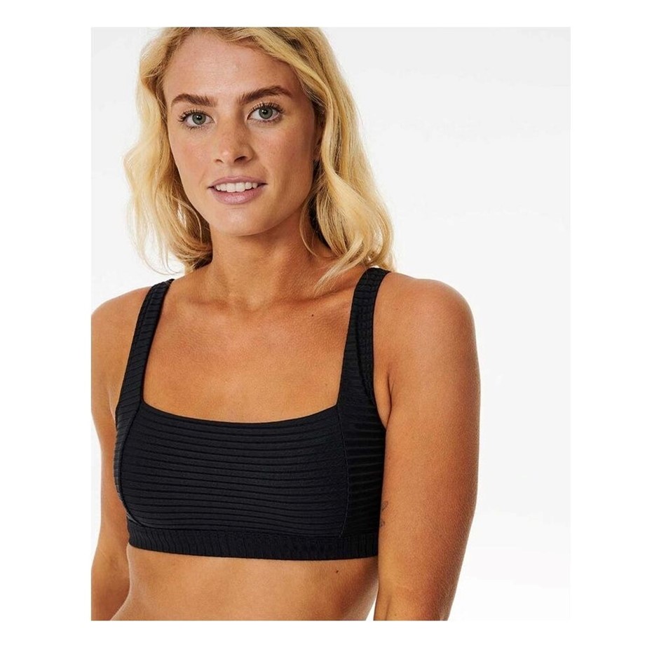 RIP CURL Women's Premium Surf D-DD Crop Bikini Top, Size S, Black. RRP: $80