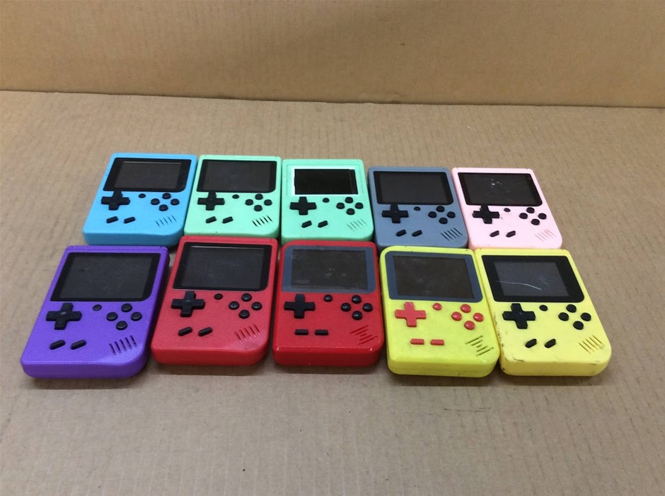 Retro Handheld Game Console (Game Boy Style) – Assorted Colors (Lot of 10)