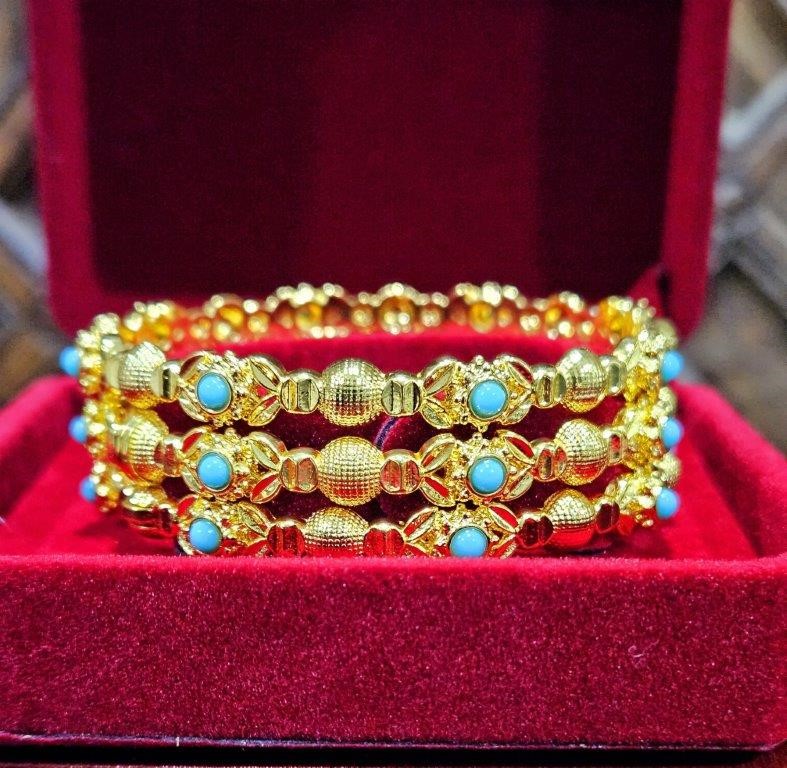 6pcs x 22K/ITALY Triple Yellow Gold Plated Bangles with Stamp