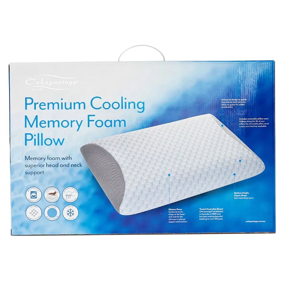 ONKAPARINGA Cooling Memory Foam Pillow, 60 x 40 x 12cm. NB: Not in original
