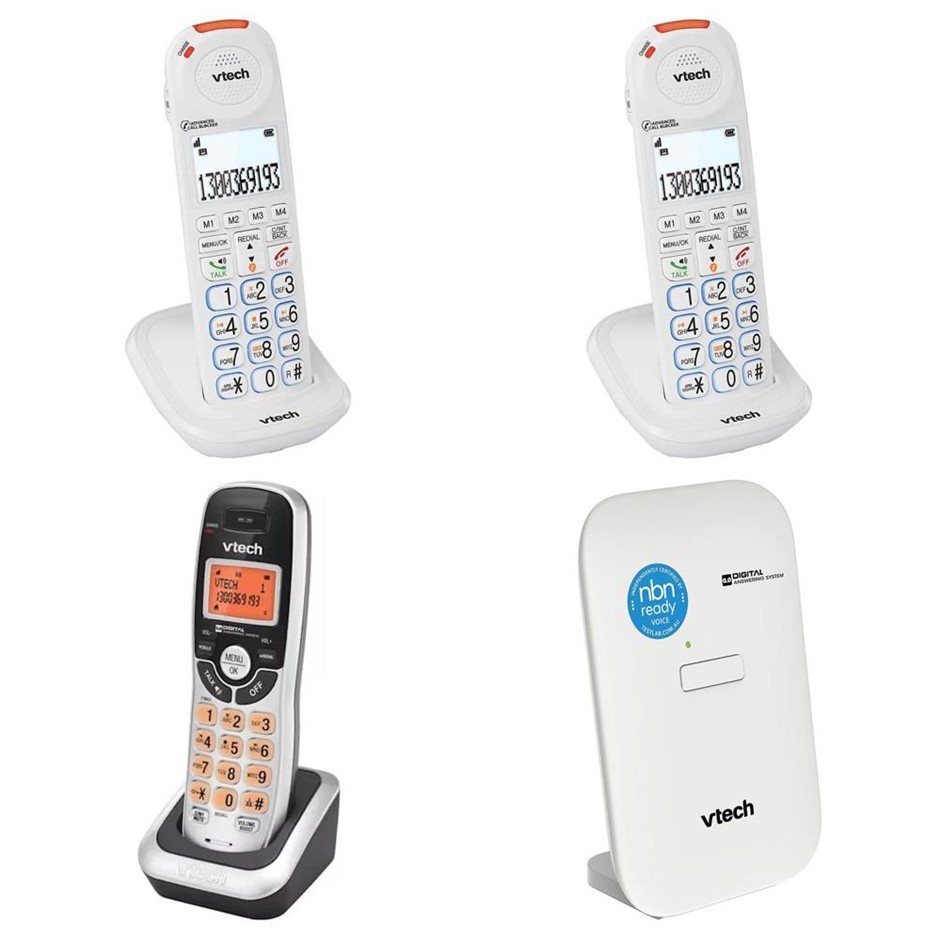 4 x Assorted Telecommunication Devices. 2 x VTECH CLS20450E CareLine DECT C