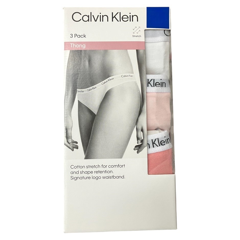 2 x 3-Pack CALVIN KLEIN Women's Thongs. Size: XL. 90% Cotton. Colour: Pink/