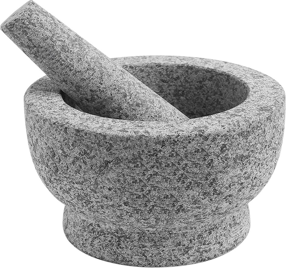 CLASSICA Granite Mortar and Pestle, 15 cm, Grey. NB: Pestle broken.
