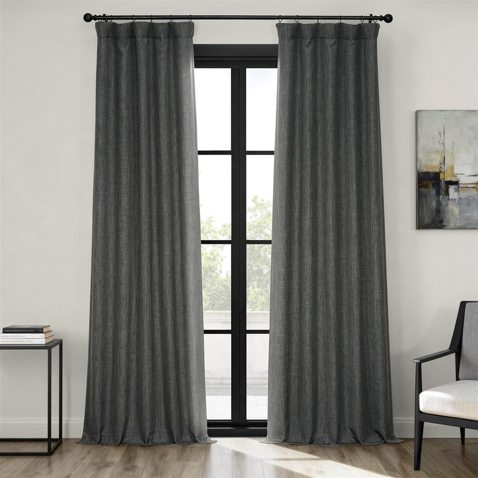 HPD Faux Linen Room Darkening Curtains - 84 Inches (1 Panel), 50W X 84L, Da