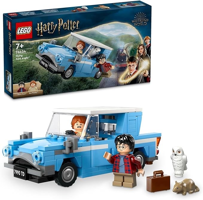LEGO Harry Potter Flying Ford Anglia Car Toy, Model Car with Ron Weasley an