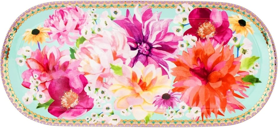 2 x MAXWELL & WILLIAMS Teas & C's Dahlia Daze Platter 33x15cm Sky Gift Boxe