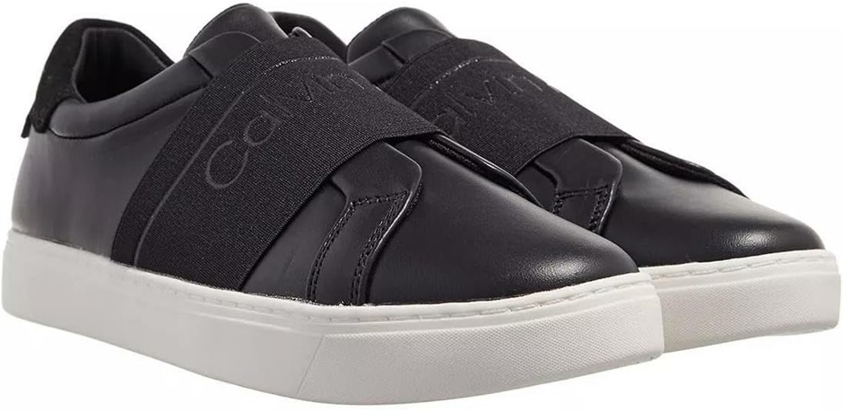 CALVIN KLEIN Women's Leather Slip-On Shoes, Black, Size EU 37 (HW0HW01416).