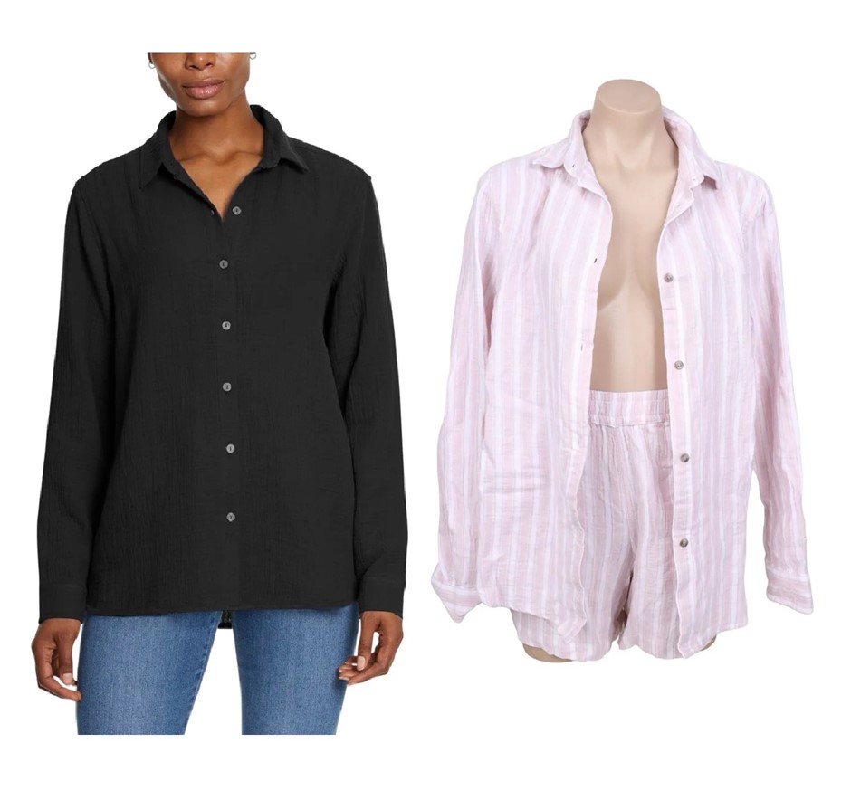 2 x BOSTON TRADERS Women's Shirt, Size L, Black & PinkCloud/White, 217875.