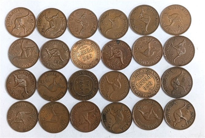 Coin Collection of two dozen AUSTRALIA Penny Coins