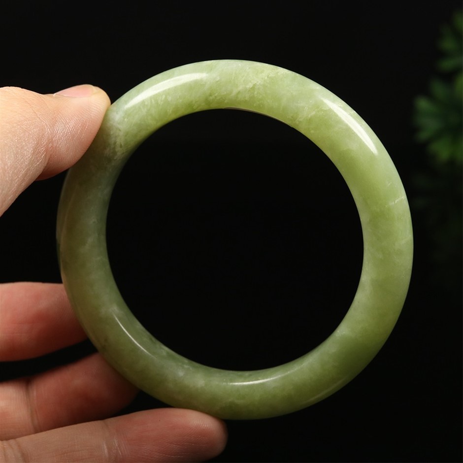 61.0mm Certified Natural (A Grade) Green Jade Bangle