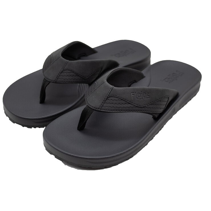 FLOJOS Men's Jorge 2.0 Flip Flops, Size 10, MemoryFoam, Black.