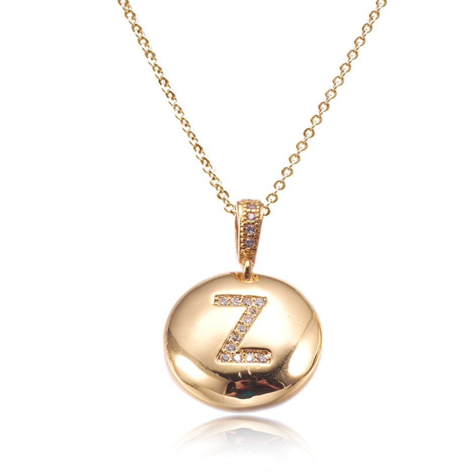 Letter 'Z' Gold Plated with CZ Pendant Necklace