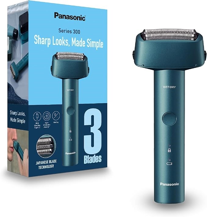 PANASONIC Series 300 Wet & Dry 3-Blade Electric Shaver for Men, Stainless S