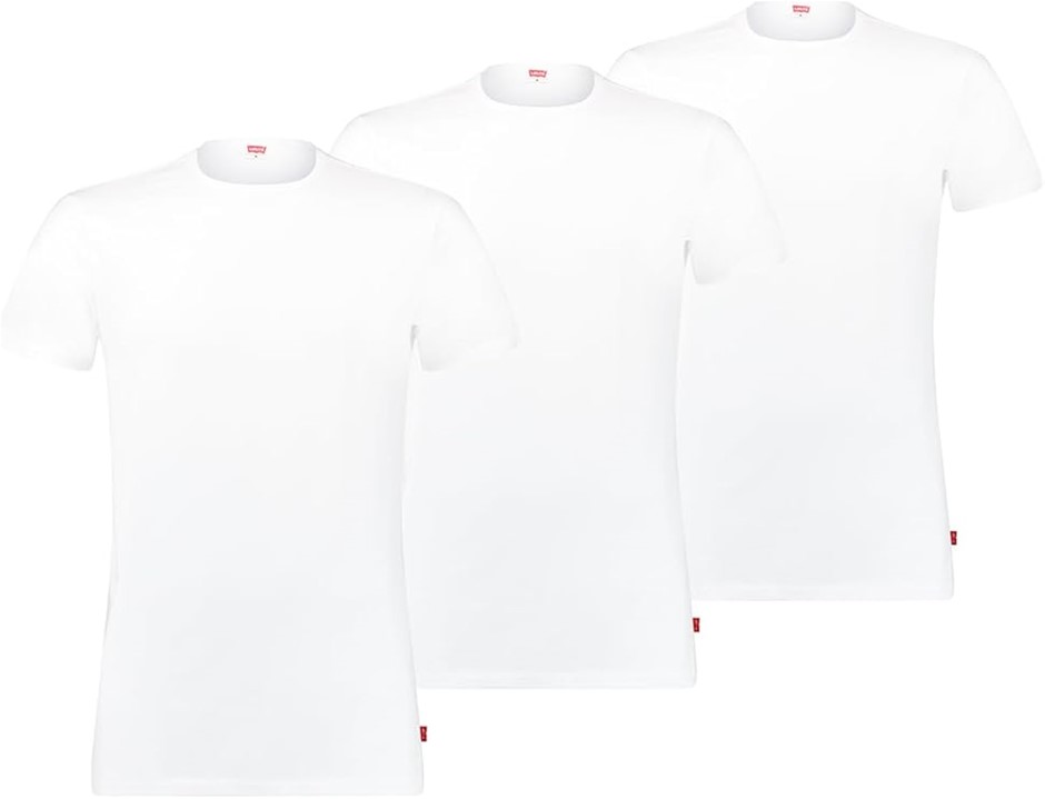 LEVIS Crew Neck Tee, 3 Pack, White, Size XX-Large.