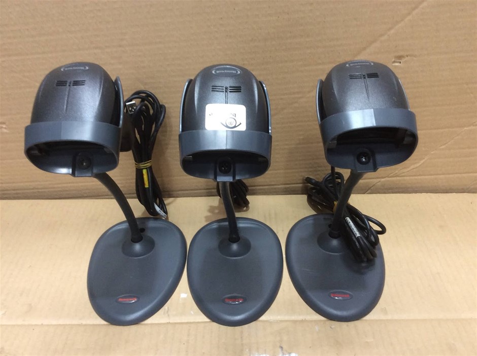 Honeywell 1950 Xenon Barcode Scanners with Desktop Stands (Lot of 3)