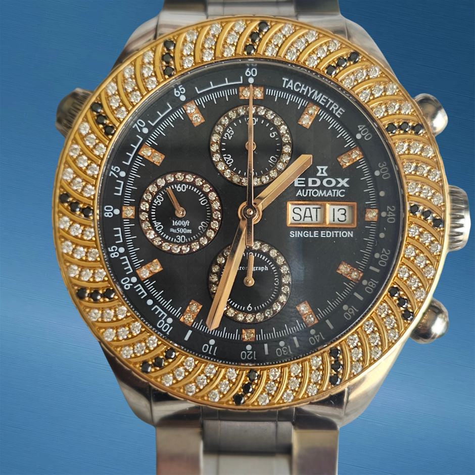 Edox Powerboat Spirit Of Norway Single Edition 18K Gold Diamond WxO & COA