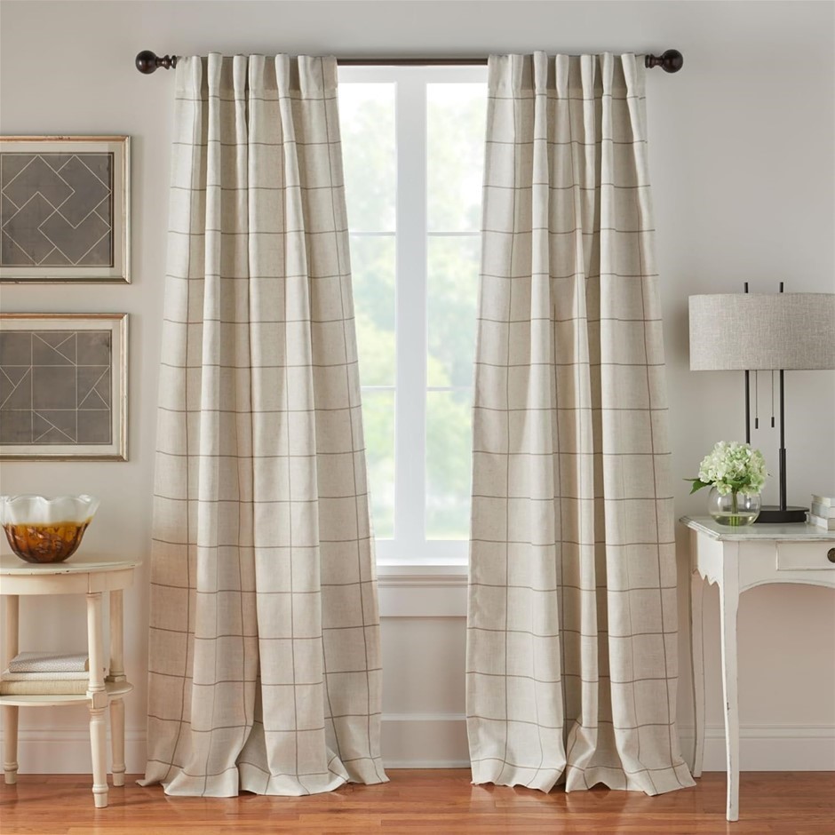 ELRENE Home Fashions Brighton Windowpane Plaid Blackout Window Curtain with
