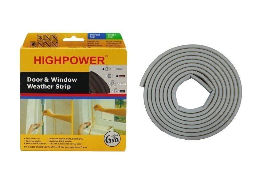 3 x HIGHPOWER Door and Window Weather Strips, Self Adhesive Soft EPDM Rubbe