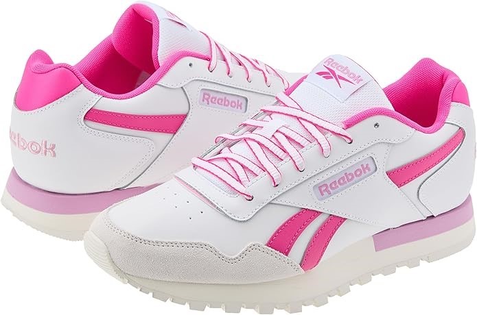 REEBOK Women's Glide Sneaker, White/Laser Pink/Jasmine Pink, Size US8/EU38.