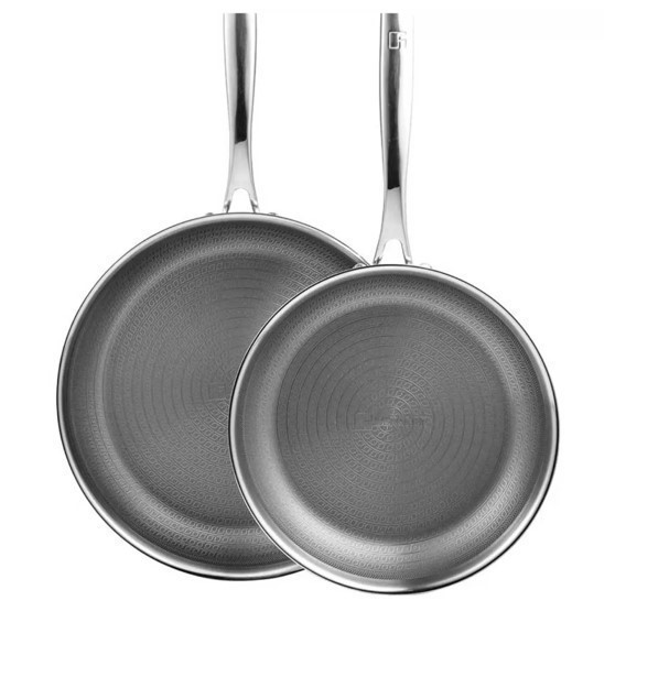BERGNER 2pc Giro Stainless Steel Frypan Set. NB: Used, not in original pack