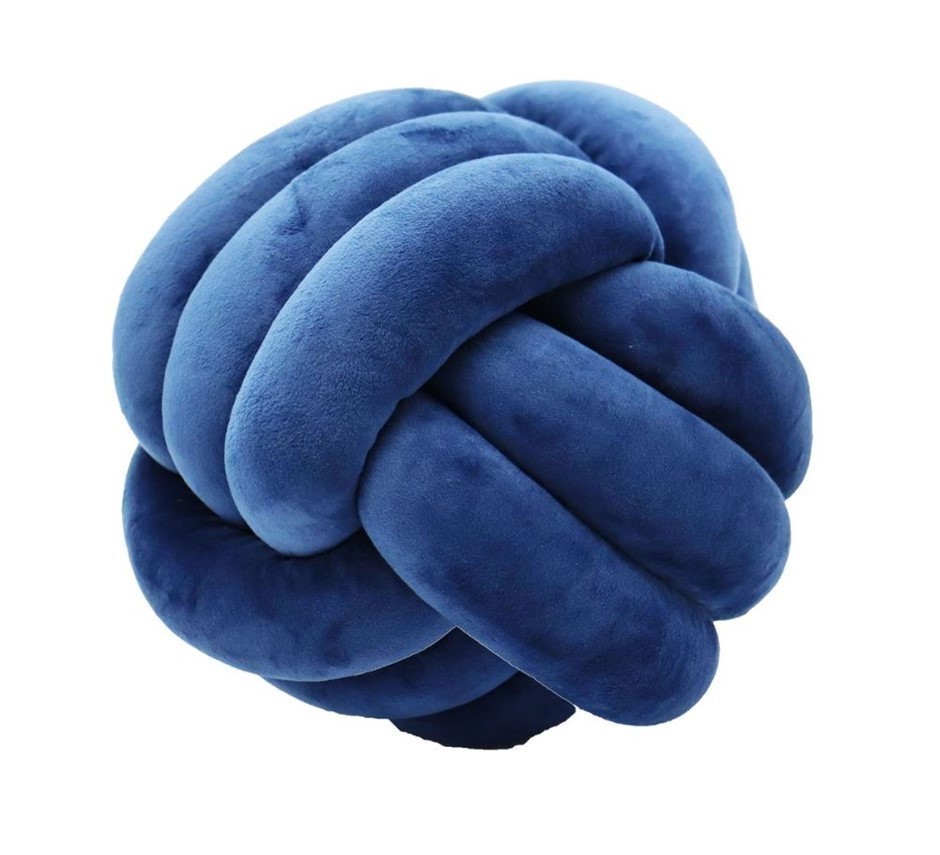 3 x DREAM ON Knot Pillows, 28cm, Navy.