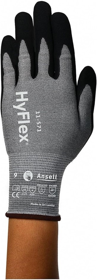 12 Pairs x ANSELL HyFlex 11-571 Cut Resistant Work Gloves, Abrasion Resista