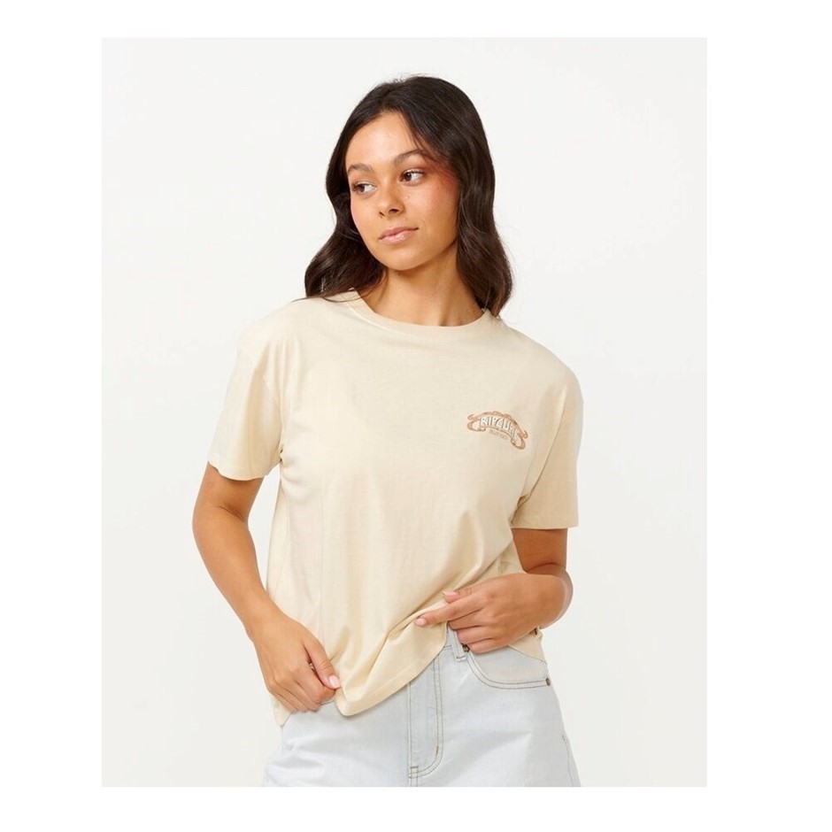 RIP CURL Women's Shirt Beach Party Relaxed Tee - Off White, Size XS. RRP: $