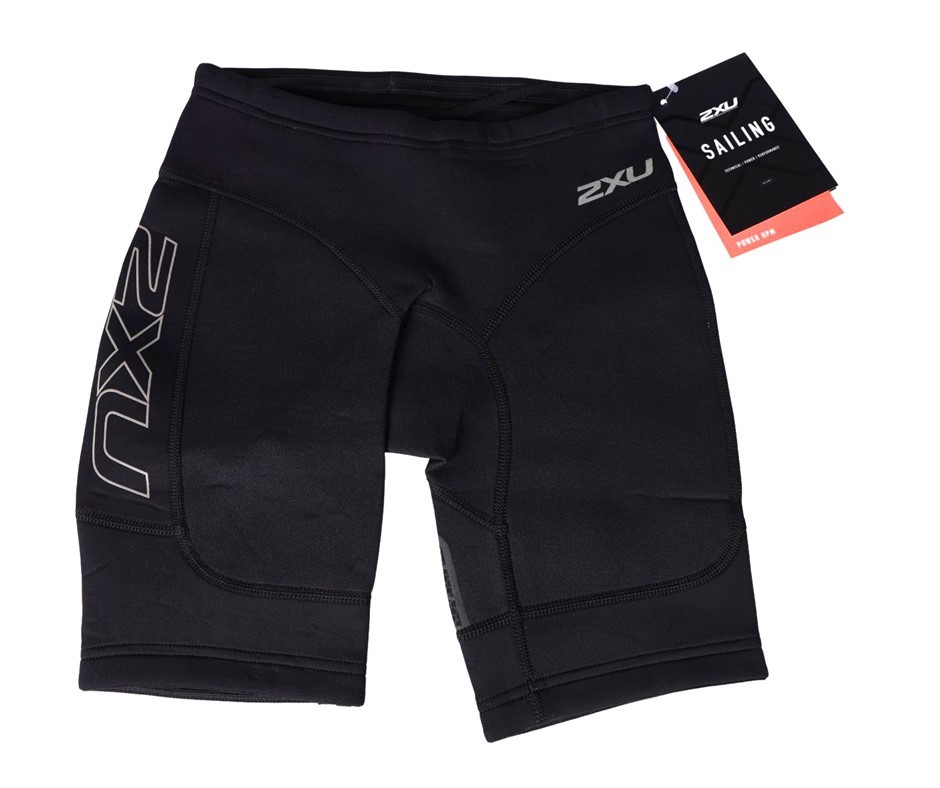 2 x 2XU Youth Boys Neoprene Shorts, Size M, Black/Reflective  Buyers Note -