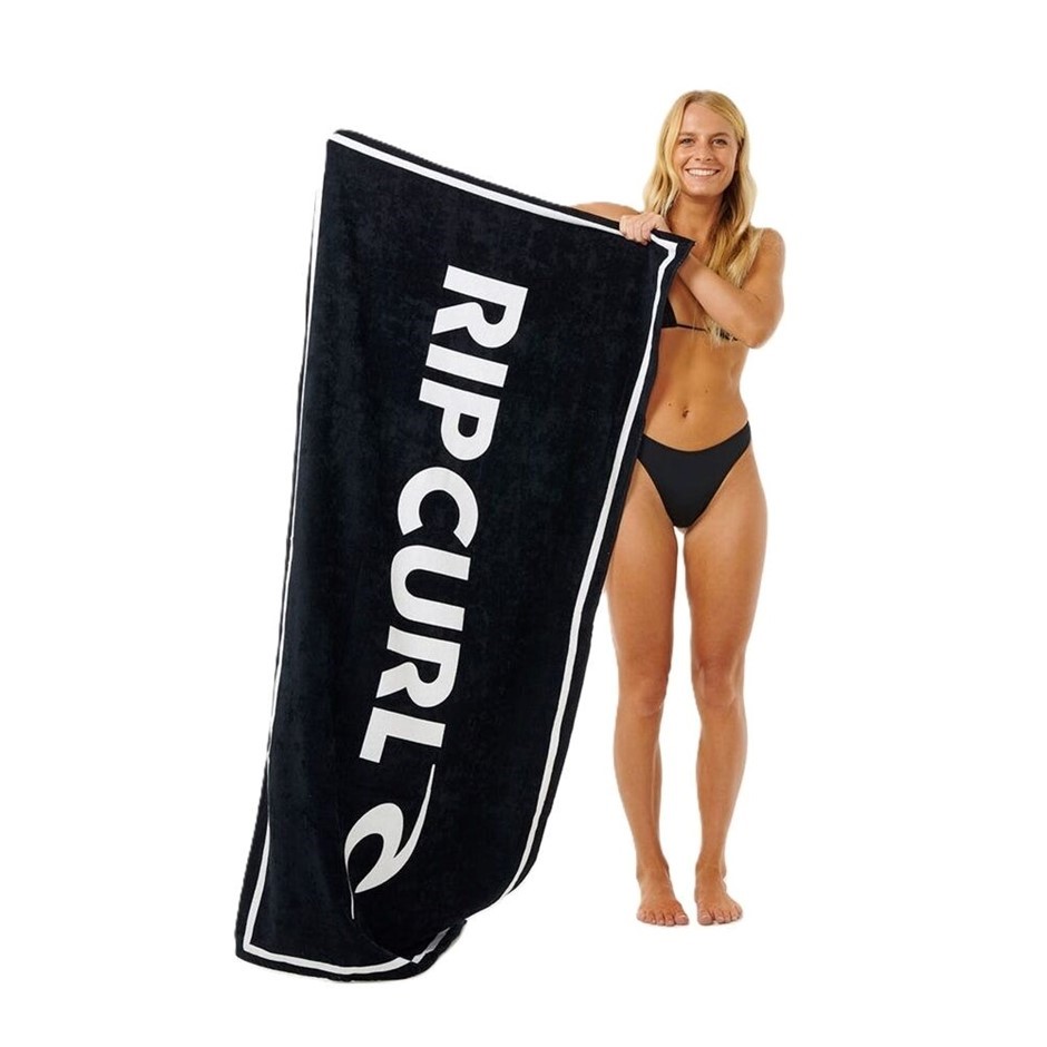 RIP CURL Brand Logo Beach Towel, D (Appox): L160 x W80cm, Black. RRP: $69.9
