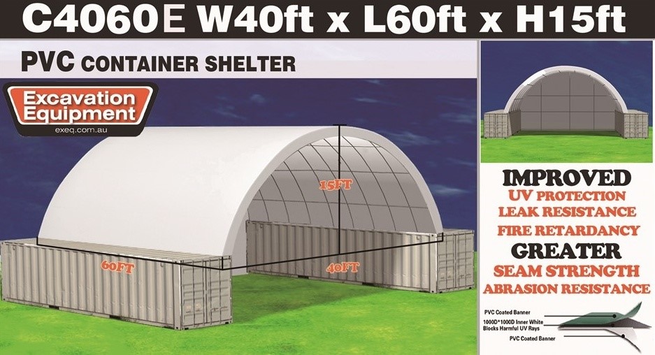 Heavy Duty 40ft x 60ft Container Shelter with End Wall(Unused)