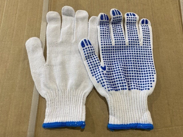<p>Pallet of Cotton Work Gloves Palm Coated with PVC Dots</p>