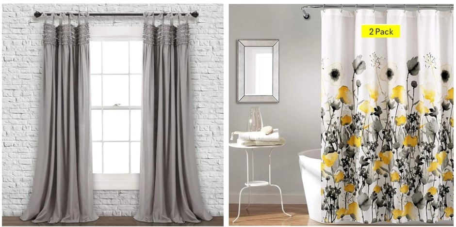BUNDLE of 3 items: LUSH DECOR Lydia Curtains Ruffle Window Set (84 Inch Len