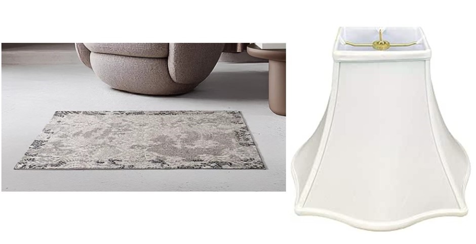 BUNDLE of 2 items: MON CHATEAU Accent Rug (76 x 114cm, Grey. NB: Not in ori