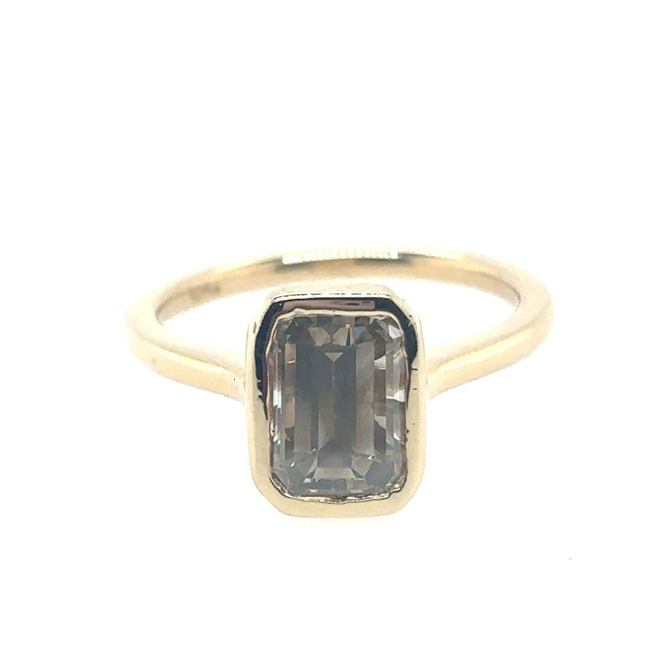 2.02ct an Emerald cut Dia. SI/Fancy Light Brown Ring 18K Yellow Gold