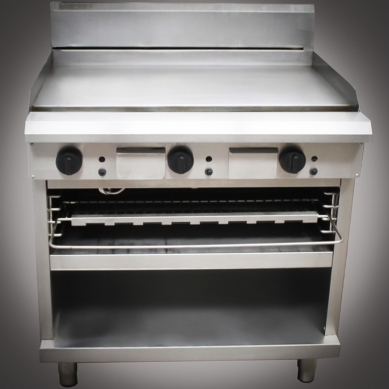 Luus Gas 900mm Griddle Plate with Toaster on Cabinet Base
